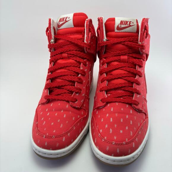 NIKE “Dunk Sky Hi Print “Hyper Red” Sneaker Heels Women’s Size 8.5 - Picture 11 of 12
